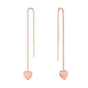 NWOT  925 Sterling Silver dangle Earrings, Threader  style with Heart, Rose gold